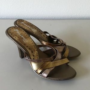 Passarela Bronze Brown Mule Sandals sz 8
